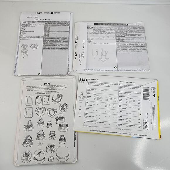 Lot 4 Sewing Pattern McCall Craft Simplicity Aprons Baby Sling 1989 Basket Cover - Picture 2 of 10